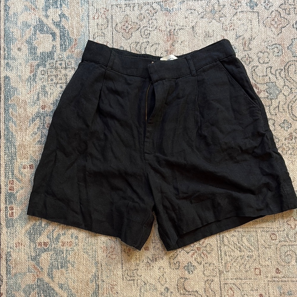 Black linen shorts